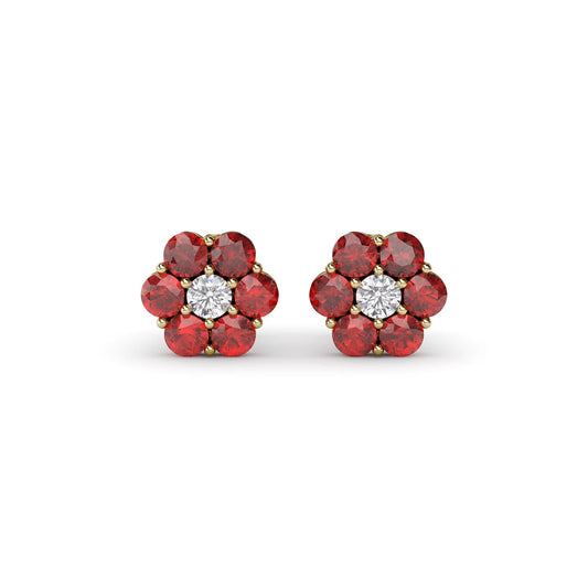 Magnolia Ruby And  Stud Earrings