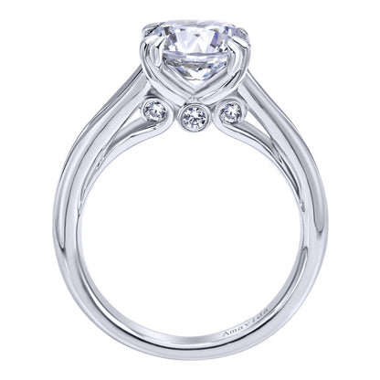 18K White Gold Round Split Shank Diamond Engagement Ring