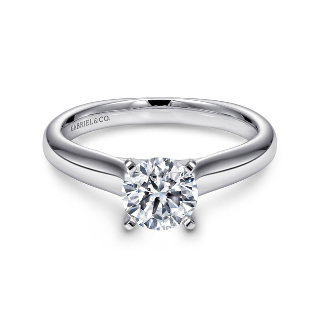 14K White Gold Round Diamond Engagement Ring