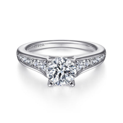 14K White Gold Round Diamond Channel Set Engagement Ring