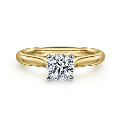 14K White-Yellow Gold Round Diamond Engagement Ring