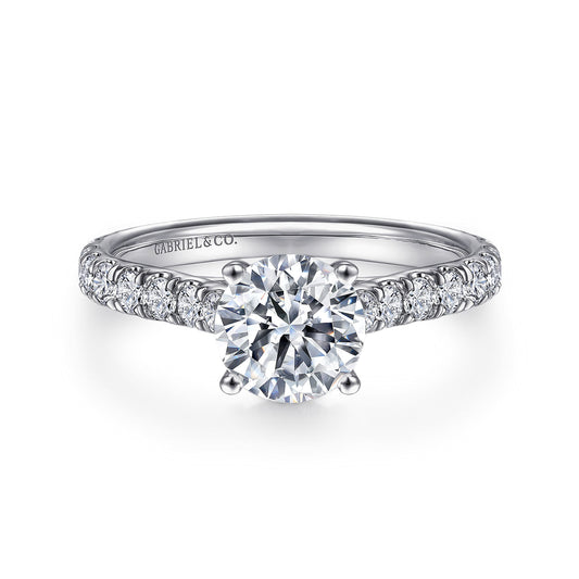 18K White Gold Round Diamond Engagement Ring