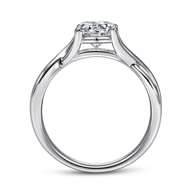 14K White Gold Round Twisted Diamond Engagement Ring