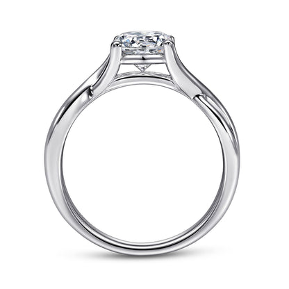 14K White Gold Round Twisted Diamond Engagement Ring