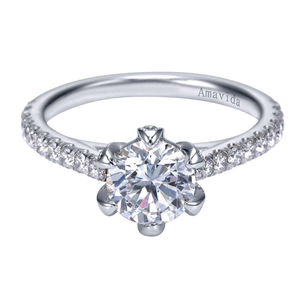 18K White Gold Round Diamond Engagement Ring