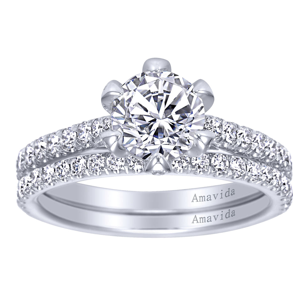 18K White Gold Round Diamond Engagement Ring