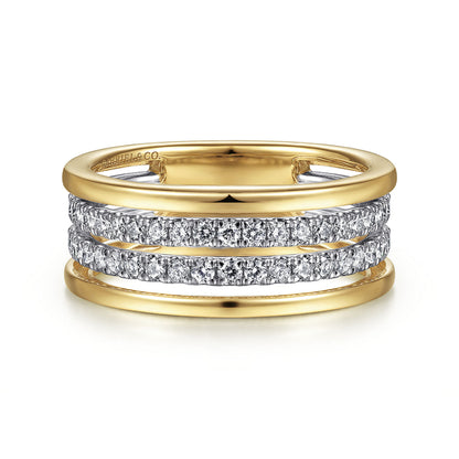 14K White-Yellow Gold Diamond Easy Stackable Ring