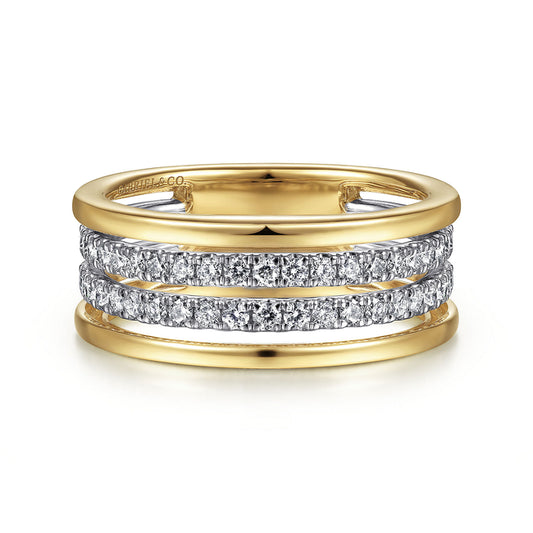 14K White-Yellow Gold Diamond Easy Stackable Ring