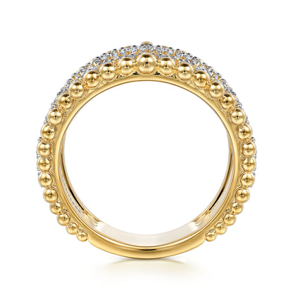 14K Yellow Gold Bujukan Diamond Wide Band Ring