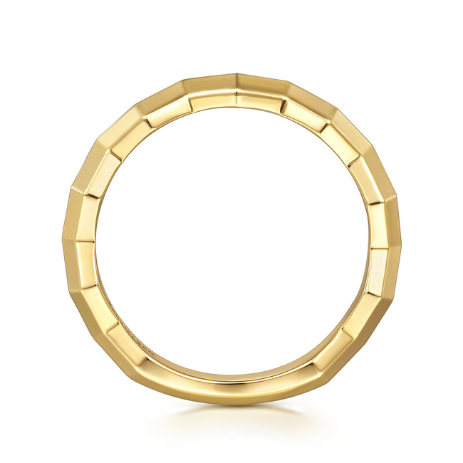 14K Yellow Plain Gold Zig-Zag Stackable Ladies Ring