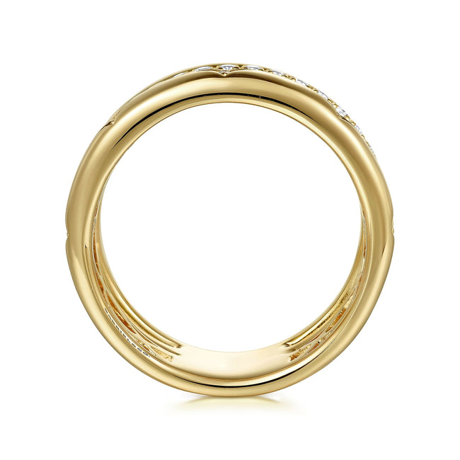 14K Yellow Gold Diamond Easy Stackable Ladies Ring
