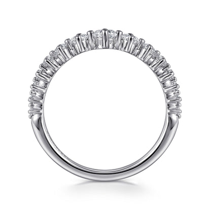 14K White Gold Graduating Diamond Classic Ladies Ring