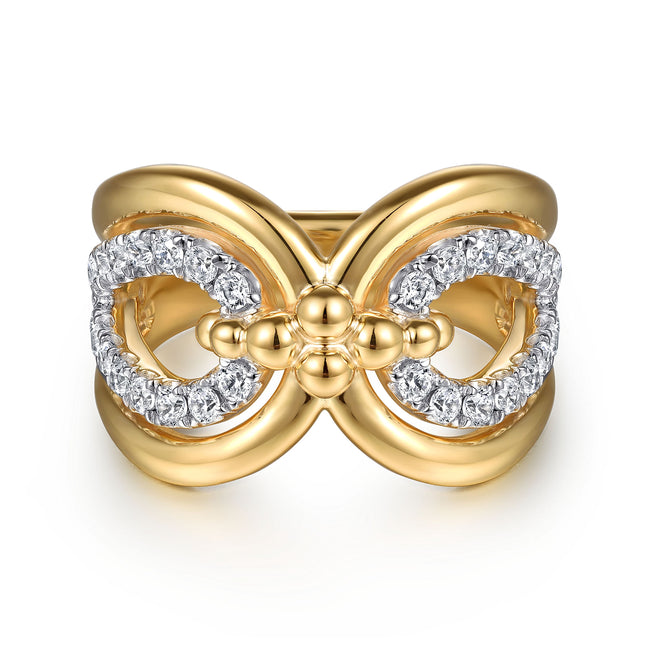 14K Yellow Gold Bujukan Diamond Link Ring