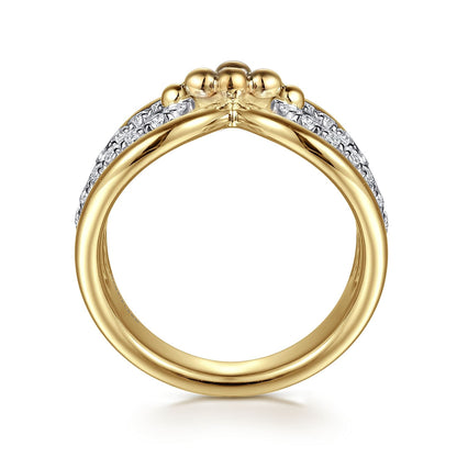 14K Yellow Gold Bujukan Diamond Link Ring