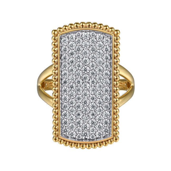 14K Yellow Gold Bujukan Diamond Cluster Signet Ring