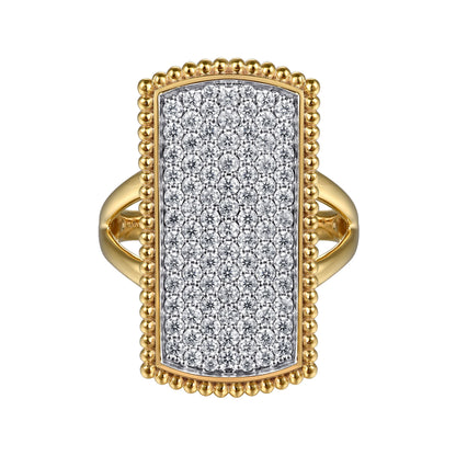 14K Yellow Gold Bujukan Diamond Cluster Signet Ring