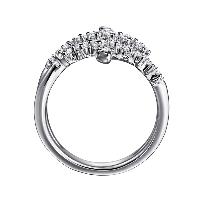 14K White Gold Graduating Diamond Bypass Ring