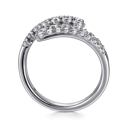 14K White Gold Graduating Diamond Bypass Ring