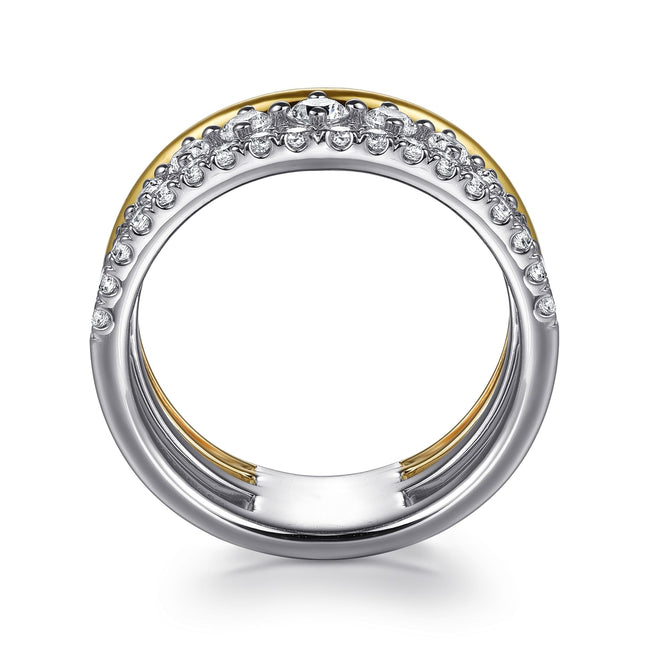 14K White & Yellow Gold Graduating Diamond Easy Stackable Ring