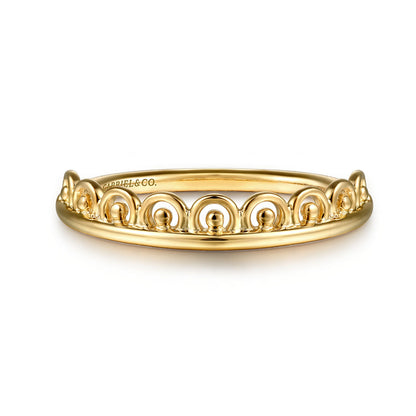 14K Yellow Gold Bujukan Crown Stackable Ring