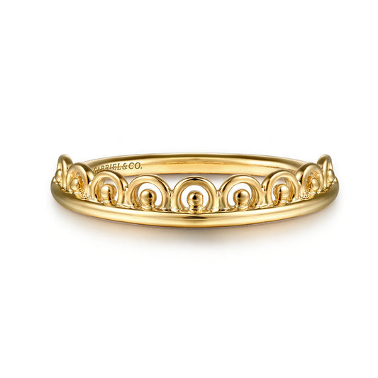 14K Yellow Gold Bujukan Crown Stackable Ring