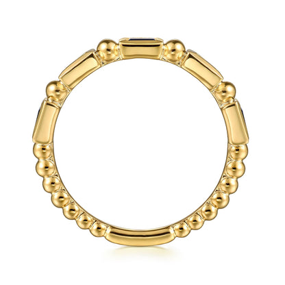 14K Yellow Gold Blue Sapphire Geometric Stackable Ring