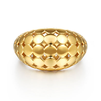 14K Yellow Plain Gold Wide Bujukan Band Ring