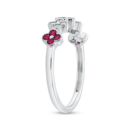 Uneek Precious Collection 1-Row Round Ruby Fashion Ring