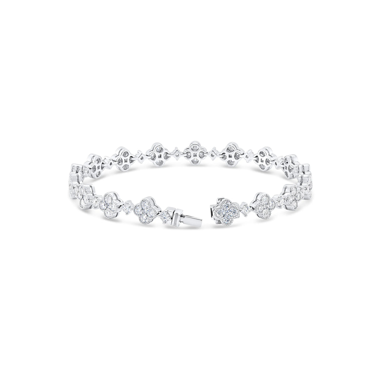 Uneek Petals Collection Clover Round Diamond Bracelet