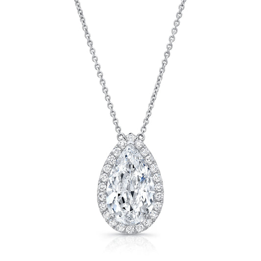 Uneek Pear-Shaped Diamond Halo Pendant with Diamonds-by-the-Yard Chain