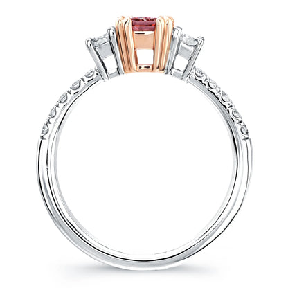Uneek Natureal Collection Three-Stone Radiant Fancy Pink Diamond Engagement Ring