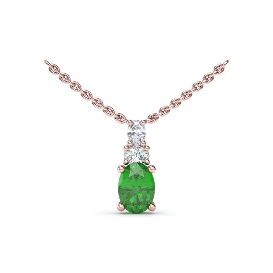 Oval Solitaire Emerald and  Necklace