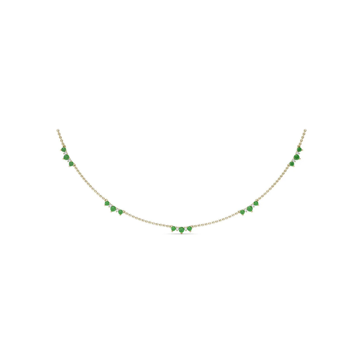 Five Stone Emerald and  Station Necklace