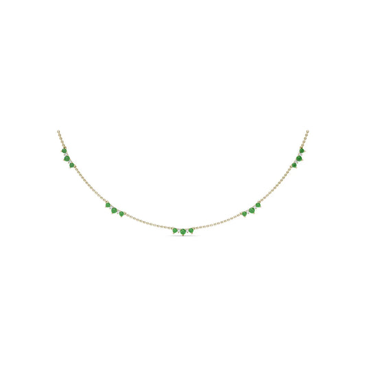 Five Stone Emerald and  Station Necklace
