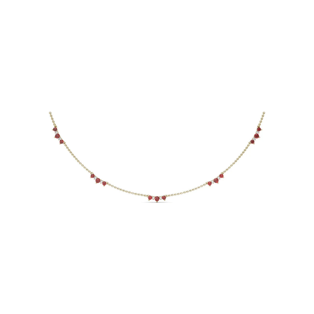 Five Stone Ruby and  Station Necklace