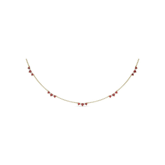 Five Stone Ruby and  Station Necklace