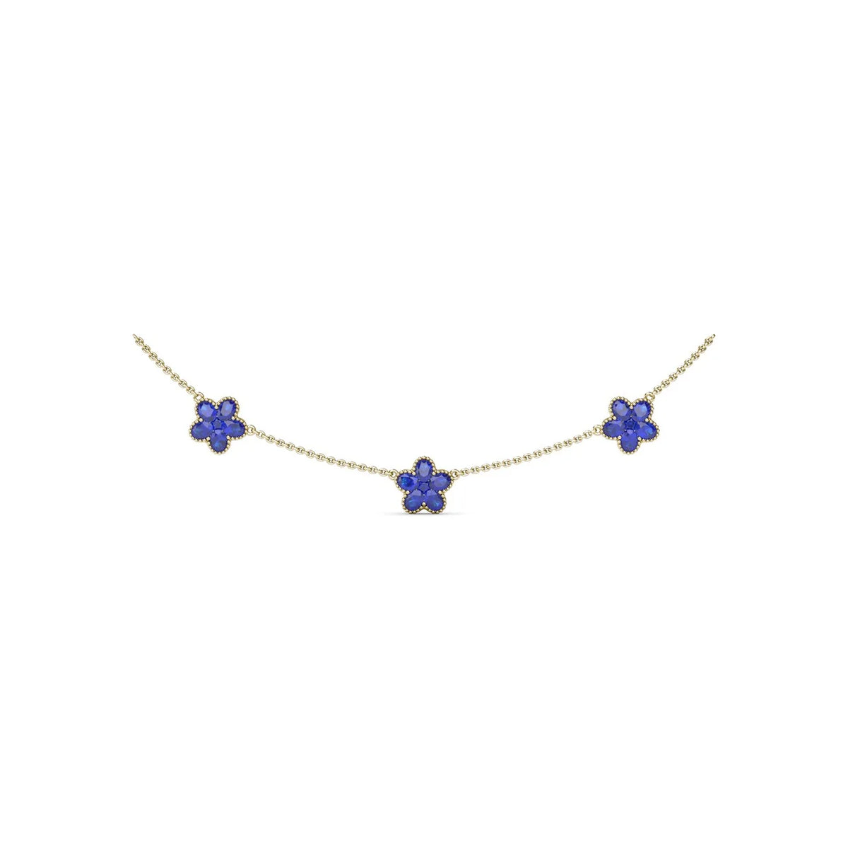 Three-Station Sapphire Magnolia Necklace