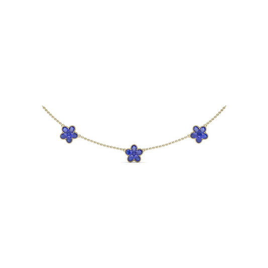 Three-Station Sapphire Magnolia Necklace
