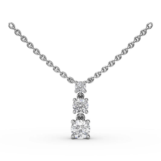 Empire Three Stone Drop Necklace