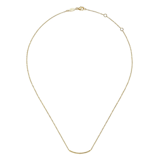 14K Yellow Gold Twisted Rope Curved Bar Necklace