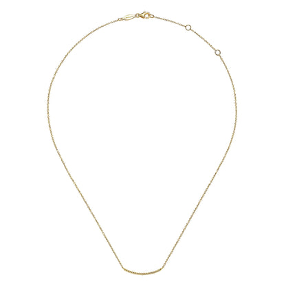 14K Yellow Gold Twisted Rope Curved Bar Necklace