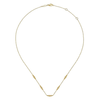 14K Yellow Gold Graduated Bujukan Beads Station Necklace