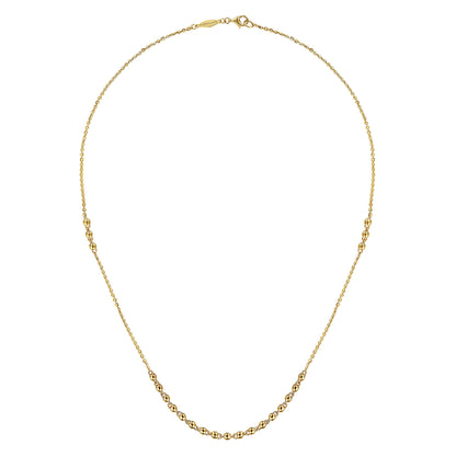 18 Inch 14K Yellow Gold Beaded Station Necklace