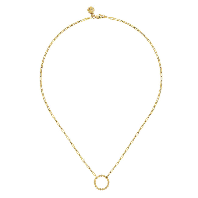 14K Yellow Gold Chain Necklace with Bujukan Circle