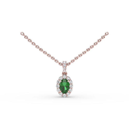 Emerald and  Halo Necklace