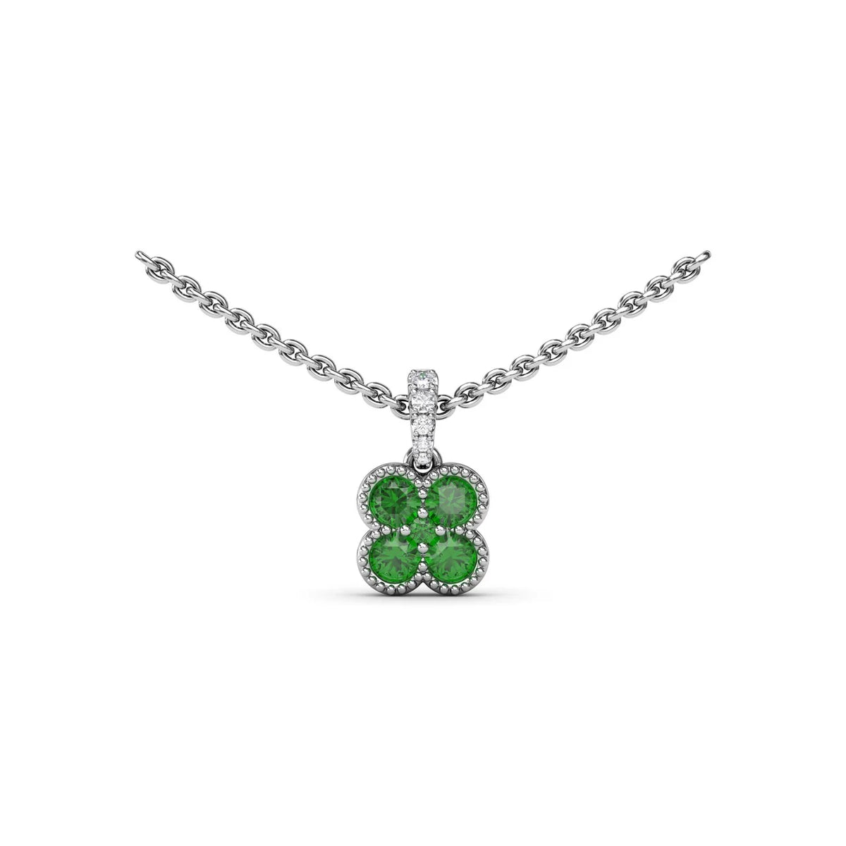 Magnolia Milgrain Emerald Pendant