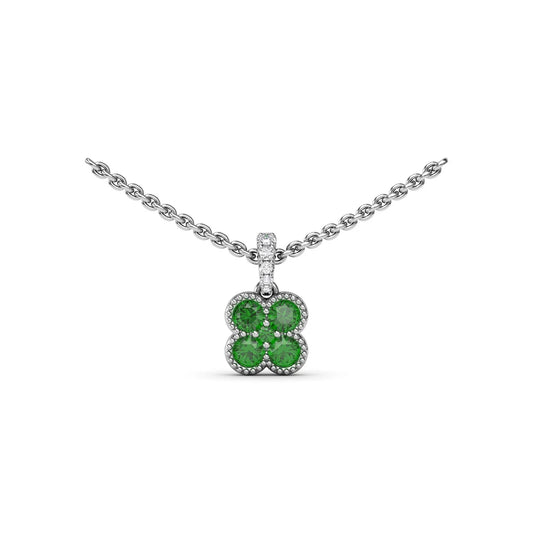 Magnolia Milgrain Emerald Pendant