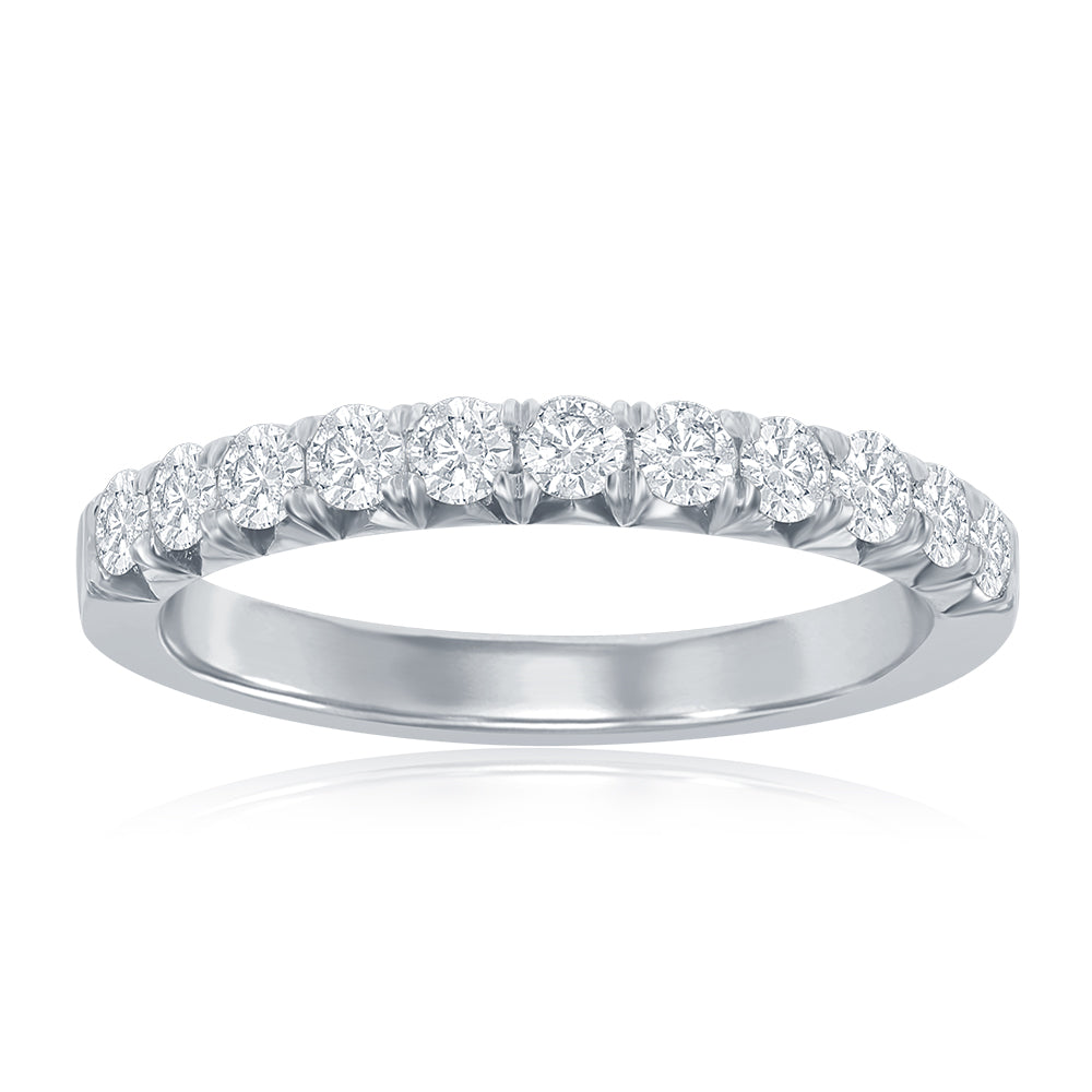 14K White Gold French Pavé Diamond Band