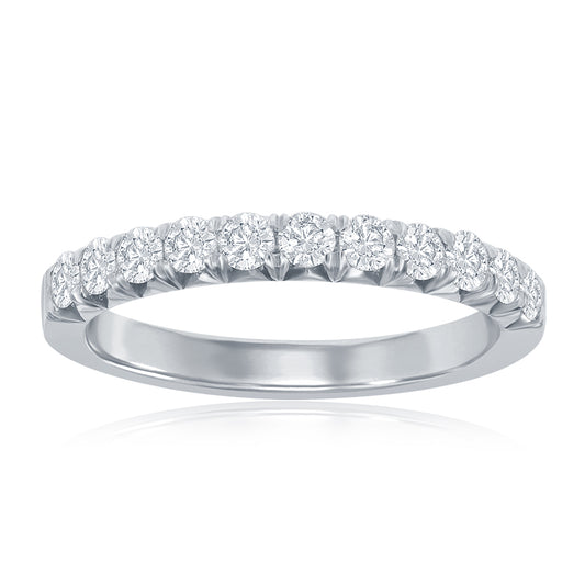 14K White Gold French Pavé Diamond Band