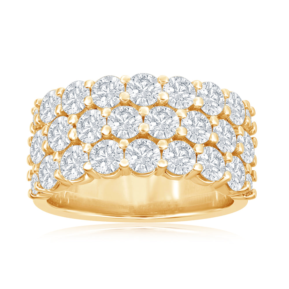 14K Yellow Gold Three Row Pavé Anniversary Band